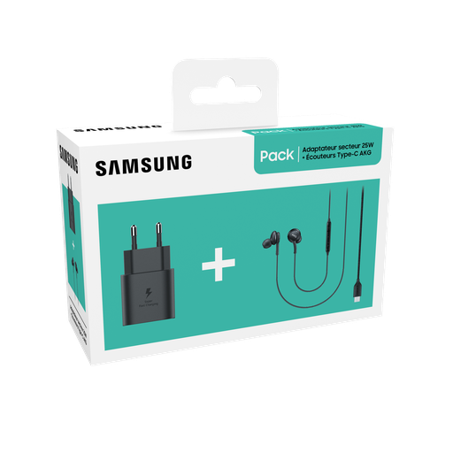 Kit Ecouteurs+Chargeur USB-C 25W Noir